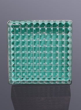 Biosharp T142-3-100孔 81孔 2ml塑料冻存盒PC淡绿色(PC盖,透明)