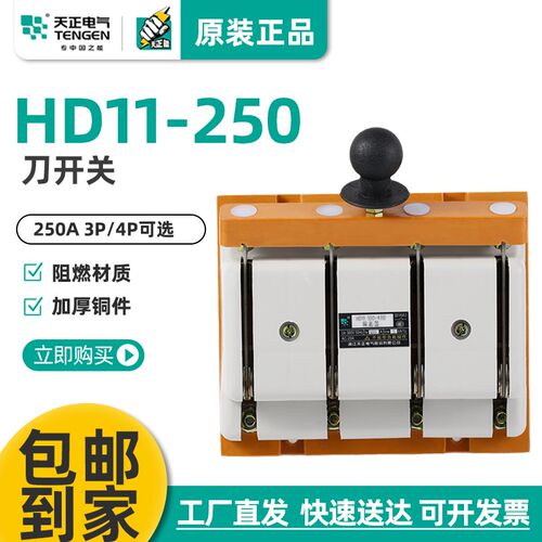 天正HD11-250/38 48B三相开启式刀开关三线四线200A防误操作闸刀