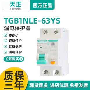 2位匹P漏保40空气开关带漏电断路器 63YS TENGEN 天正电气TGB1NLE