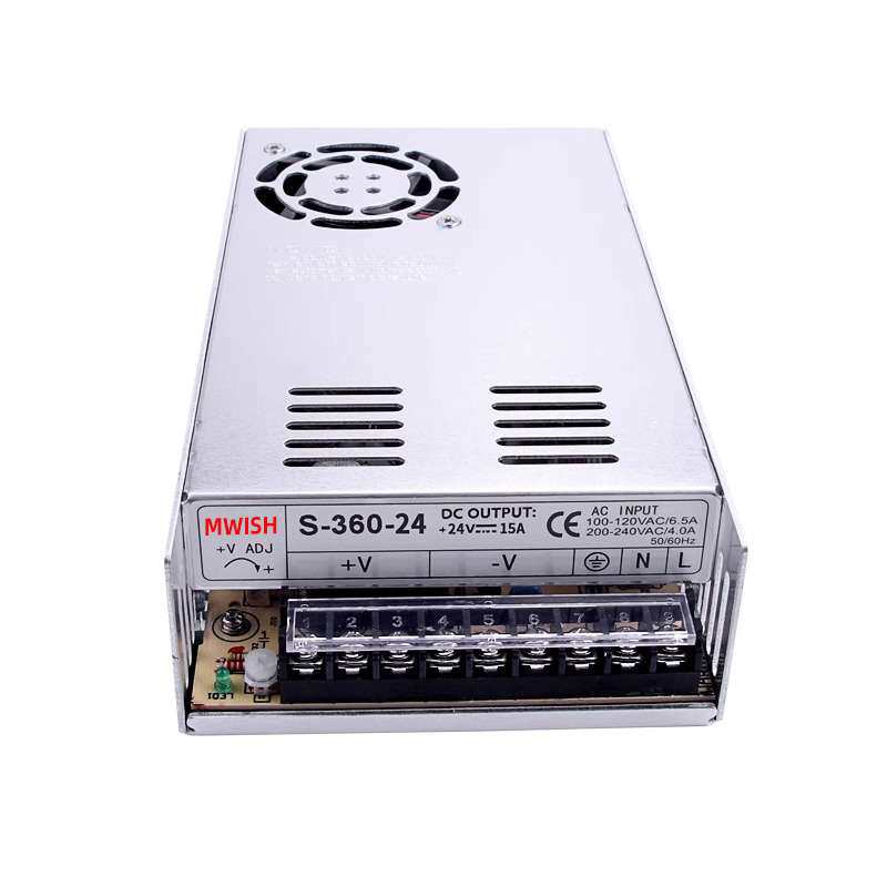 明伟S-360W-24V15A开关电源220v/110v转12V30A集中供电监控5伏48v