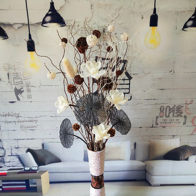 干花叶脉花曲柳天然树枝装饰客厅落地玄关隔断橱窗干枝装饰花