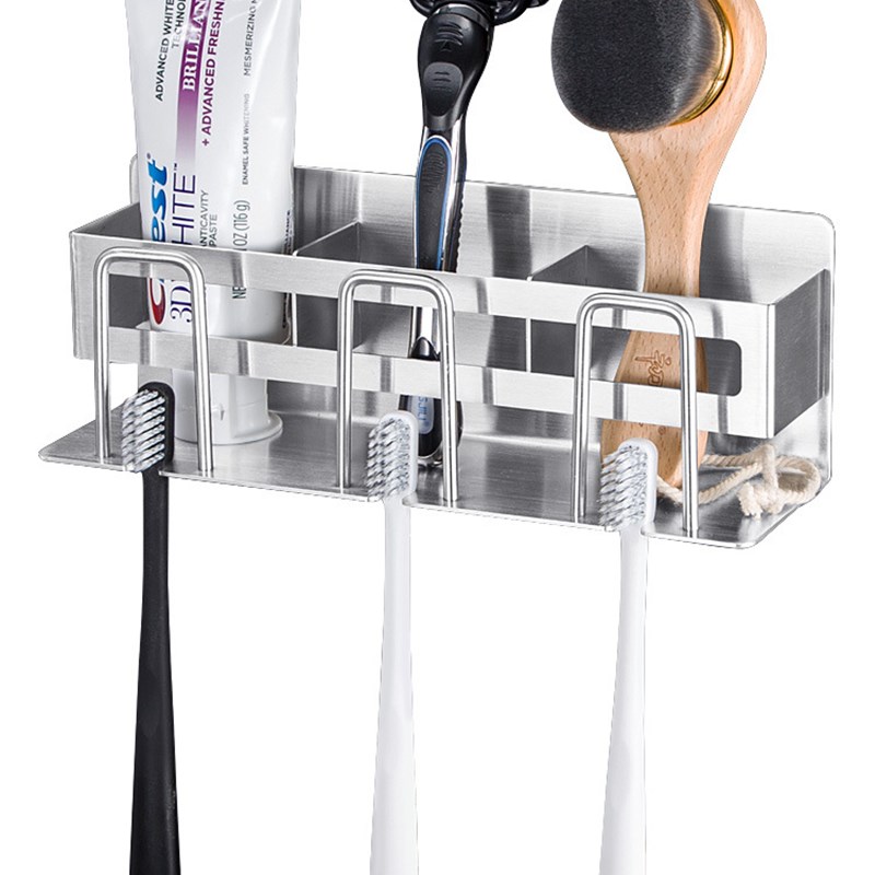 304不锈钢牙刷置物架 吸壁式免打孔漱口刷牙杯卫生间壁挂 182