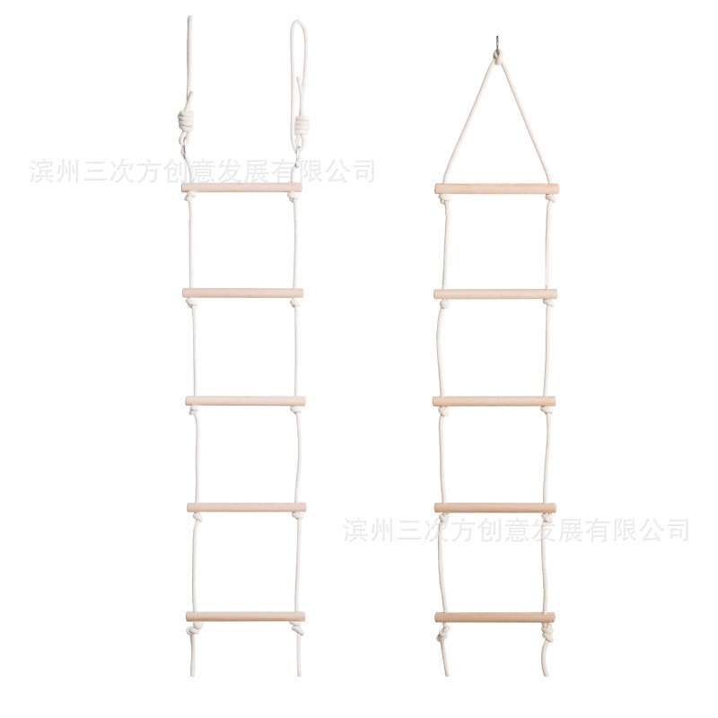 绳网部落儿童木质爬梯室内软梯子户外攀爬运动锻炼五档六档爬绳梯