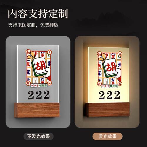 棋牌室发光门牌门牌酒店包厢发光门牌酒店宾馆数字号指示牌包间牌