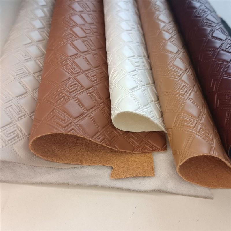 货直供 小城堡压纹人造革 箱包汽车腰靠抱枕座椅坐垫皮革