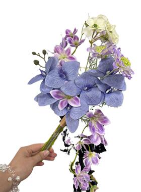 欧式级感轻奢 客厅摆件室内装饰软装 仿真花蝴蝶兰垂丝茉莉花束