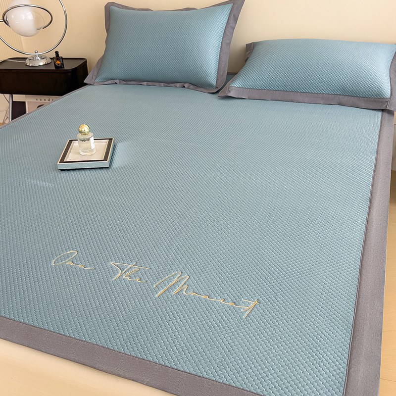 夏天凉感冰豆豆凉席冰丝提花床单垫可机洗水洗夏季空调软席三件套