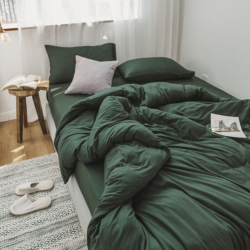 简约风棉柔软贴身针织棉四件套 条纹裸睡棉全纯床单被套床上用品