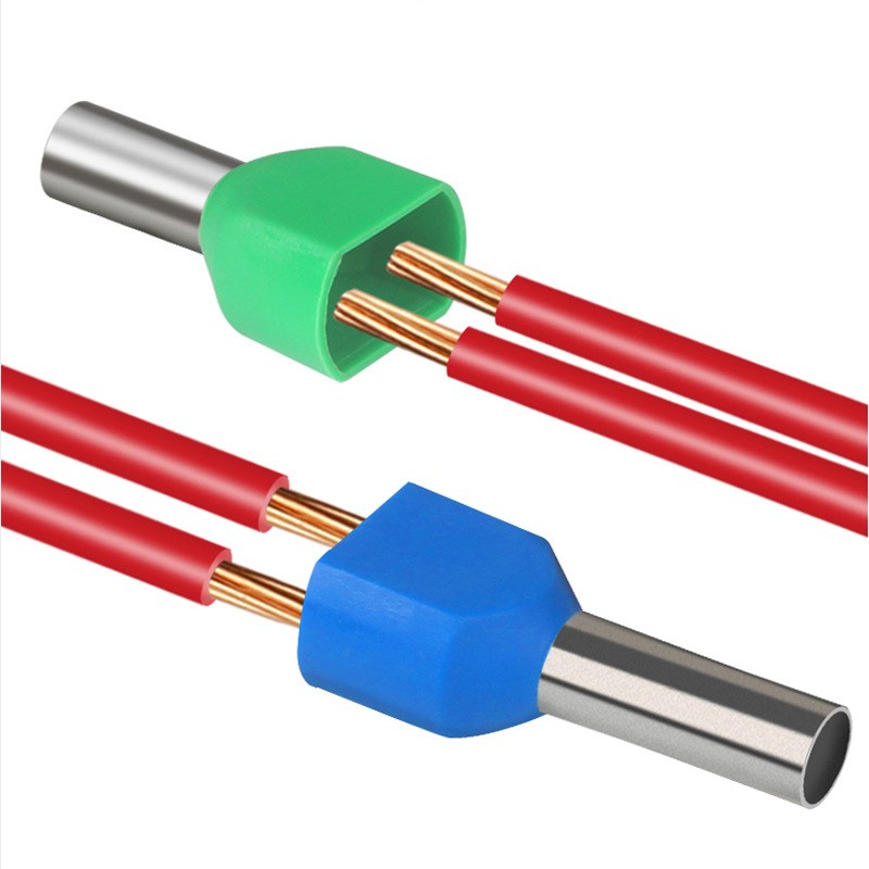 TE双线管型冷压接线端子 并线压线接头插针 针型铜管鼻子1008 15