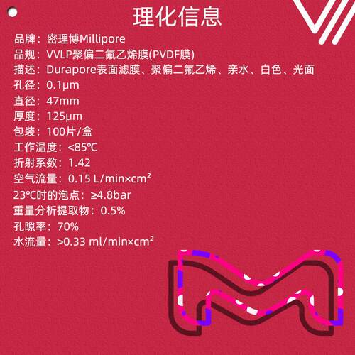 Millipore密理博微孔滤膜表面聚偏二氟乙烯VVLP04700孔径0.1um