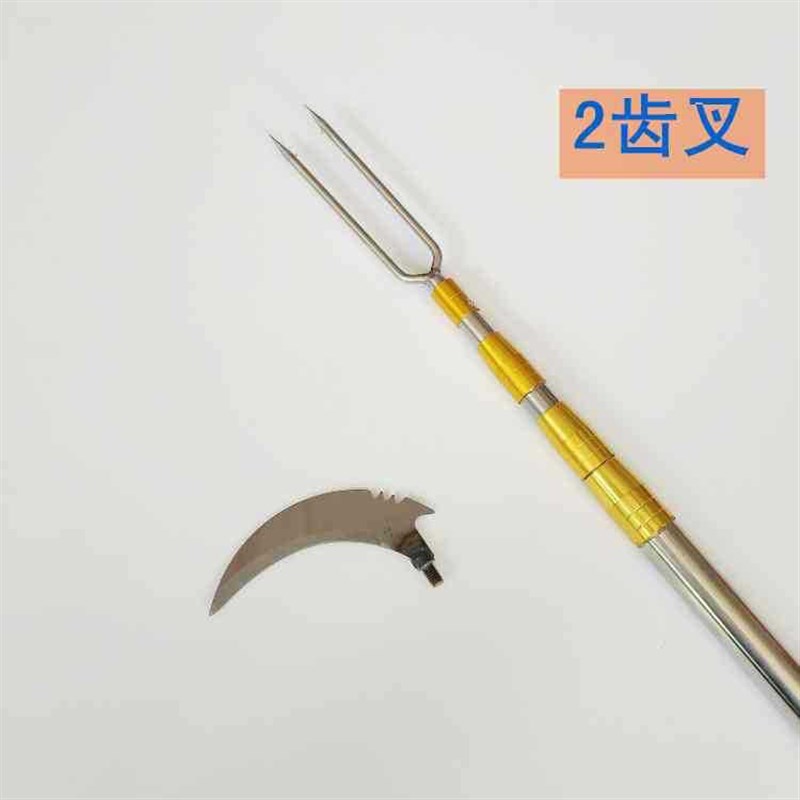 多功能不锈钢鱼叉头钢叉可伸缩加厚鱼叉杆有倒刺网杆渔叉鱼叉格坤