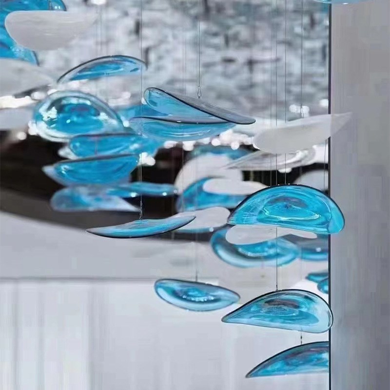 造型售楼部沙盘方块吊灯酒店大堂灯宴会厅创意波浪型非标工程灯具