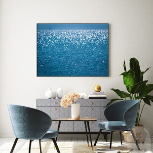 蓝色大海洋装饰画水波光粼粼水面客厅沙发背景墙餐厅卧室床头挂画