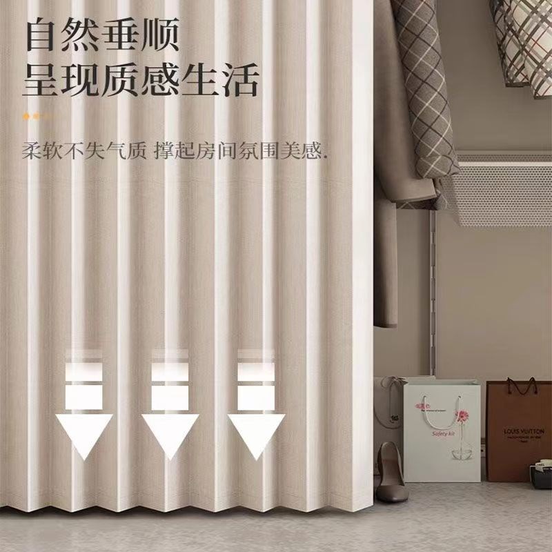 双开卧室开放式衣柜门帘隔断帘免打孔折叠置物架柜防尘遮挡遮尘布