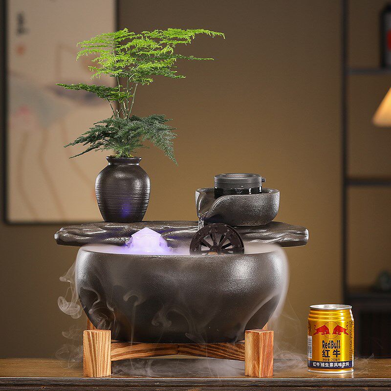时来运转流水摆件中式桌面招财摆件家用办公室简雅设计装饰礼品