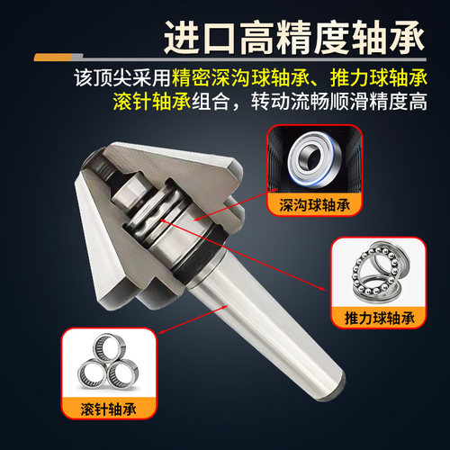 伞型/伞形回转顶尖高精密合金莫氏MT3/4/5号车床尾座蘑菇头活顶针