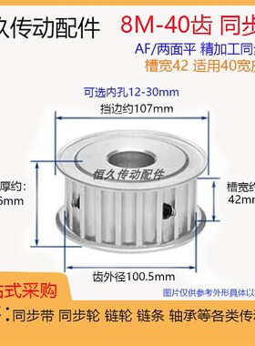 两面平同步轮8M40齿 8M40T槽宽42 AF型传动同步皮带轮 带顶丝键槽