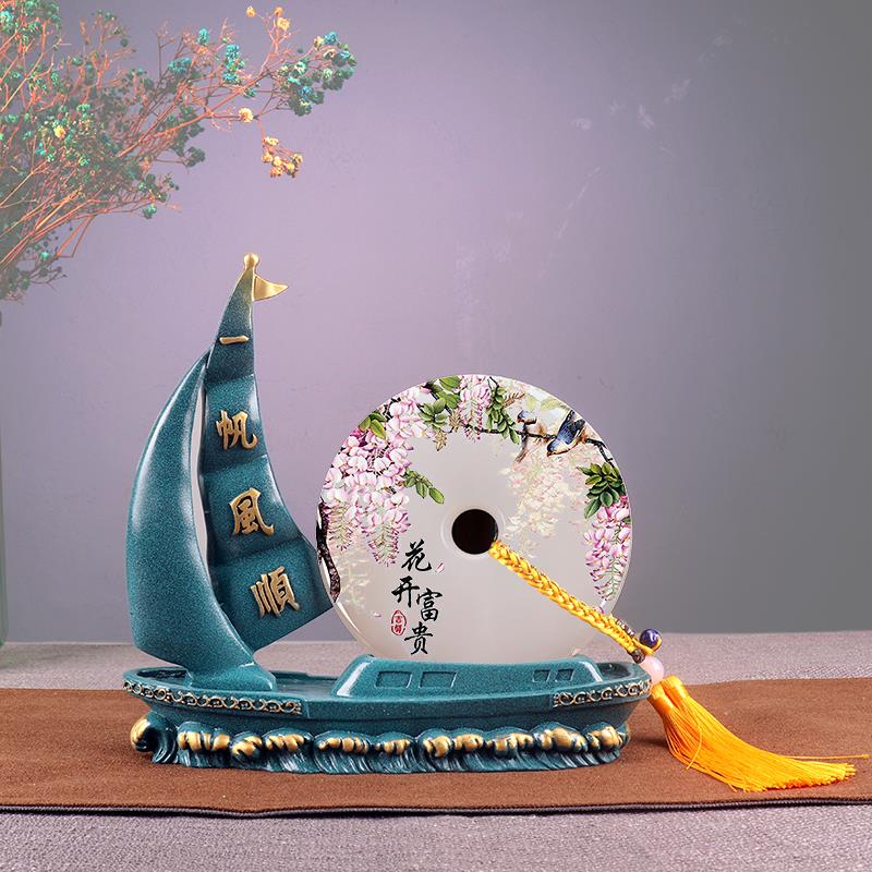 天然阿富汗玉石摆件平安帆船送礼送朋友客户商业礼品电视酒柜装饰