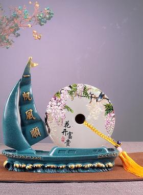 天然阿富汗玉石摆件平安帆船送礼送朋友客户商业礼品电视酒柜装饰