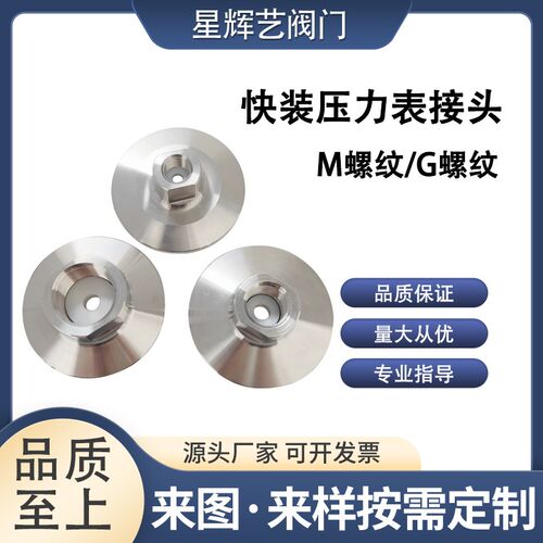 316L快装压力表内丝接头304不锈钢卡盘G1/2螺纹内螺纹M20端头密封
