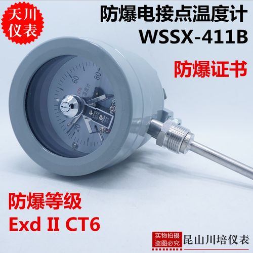 上海天川仪表WSSX-411B径向0-50,100度双金属防爆电接点温度计EX