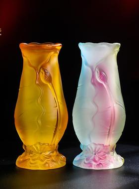 琉璃莲花瓶供佛插花瓶观音净水干花瓶水培养家用摆件佛堂供奉佛具