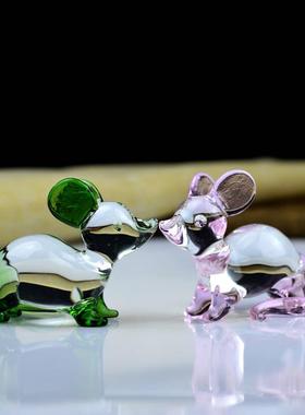 水晶生肖招财小老鼠生日礼物汽车摆件可爱定做十二生肖属相礼品鼠