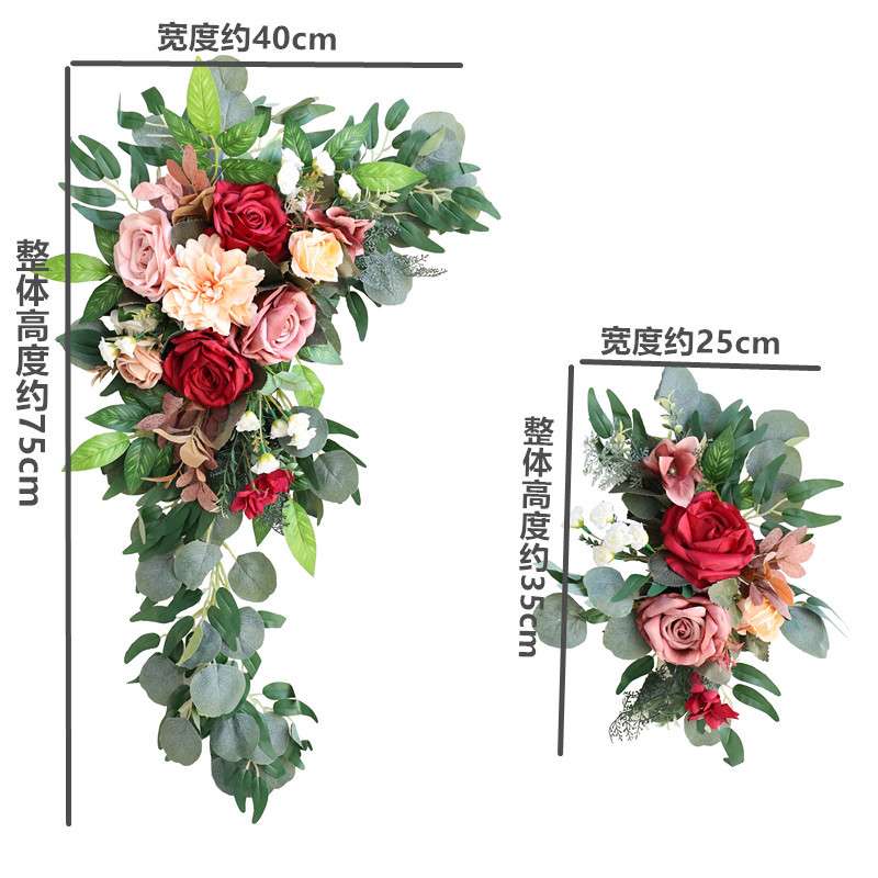 欧式仿真花门楣角花角派对迎宾牌装饰 亚马逊 婚礼拱门花婚庆假花
