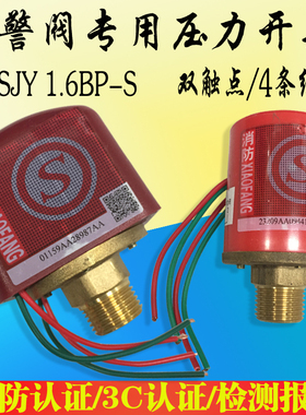 ZSJY1.6BP消防压力开关ZSFZ湿式报警阀压力开关双触点压力开关