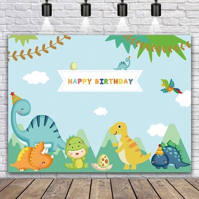 恐龙生日海报宝宝周岁宴布置背景墙布森系恐龙宝宝宴甜品台装饰