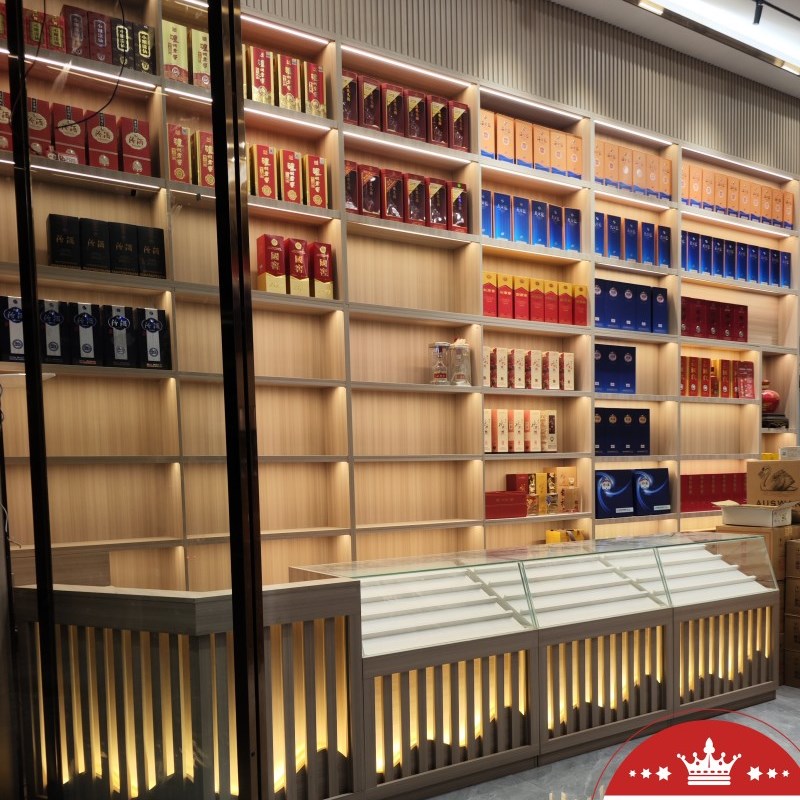 定制展示柜广东烟酒店装修柜子实木柜玻璃柜台收银台货架层架柜子