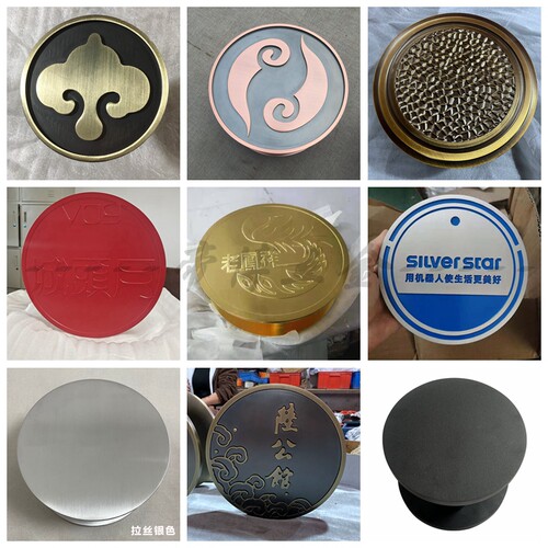 玻璃门把手中式拉丝光面整圆形方形简约定制logo大门拉手木门金色