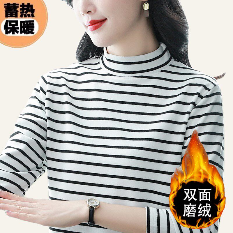 半高领打底衫女内搭秋冬季德绒2024F新款长袖加大码t恤春秋打底衫