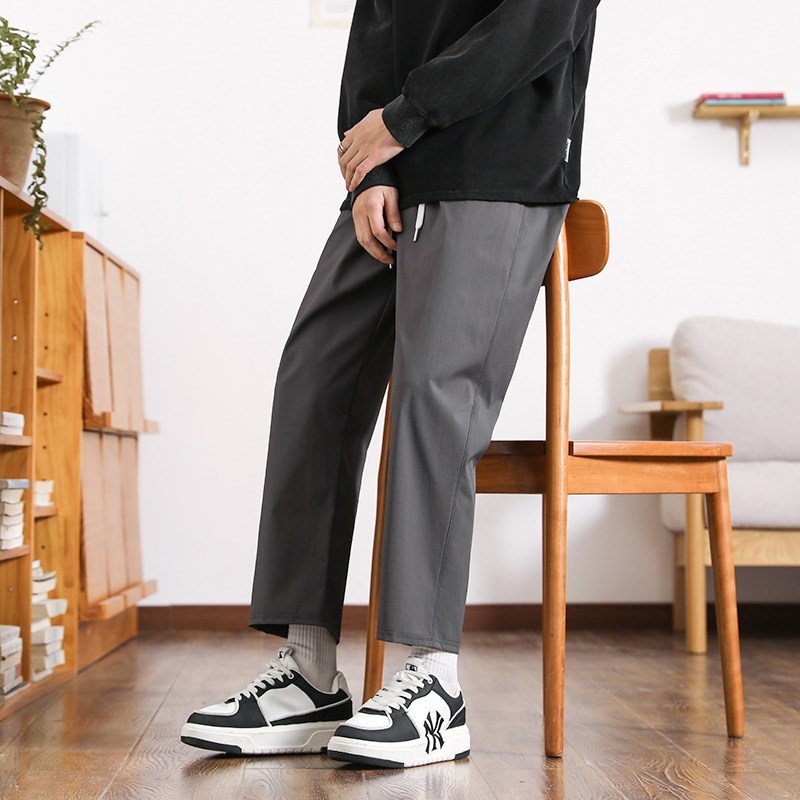 2025新休闲直筒裤男宽松百搭春夏季阔腿裤潮流九分裤男生运动薄款