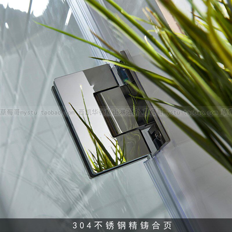 无框淋浴房一字形沐浴房不锈钢整体浴室隔断简易平开门屏风玻璃门