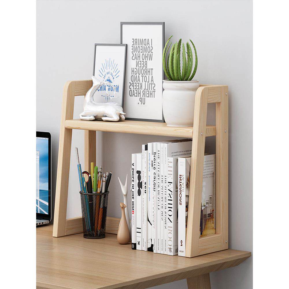 实木小书架现代极简主义书桌书架储物架松木简单桌面储物架阳台储