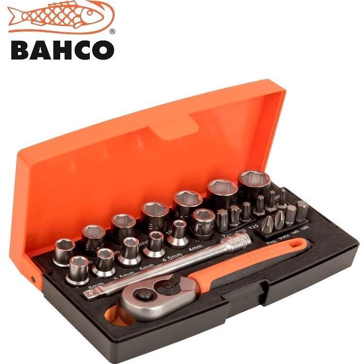 BAHCO百固棘轮套筒扳手工具套装小飞1/4寸汽修组合SL25件进口迷你