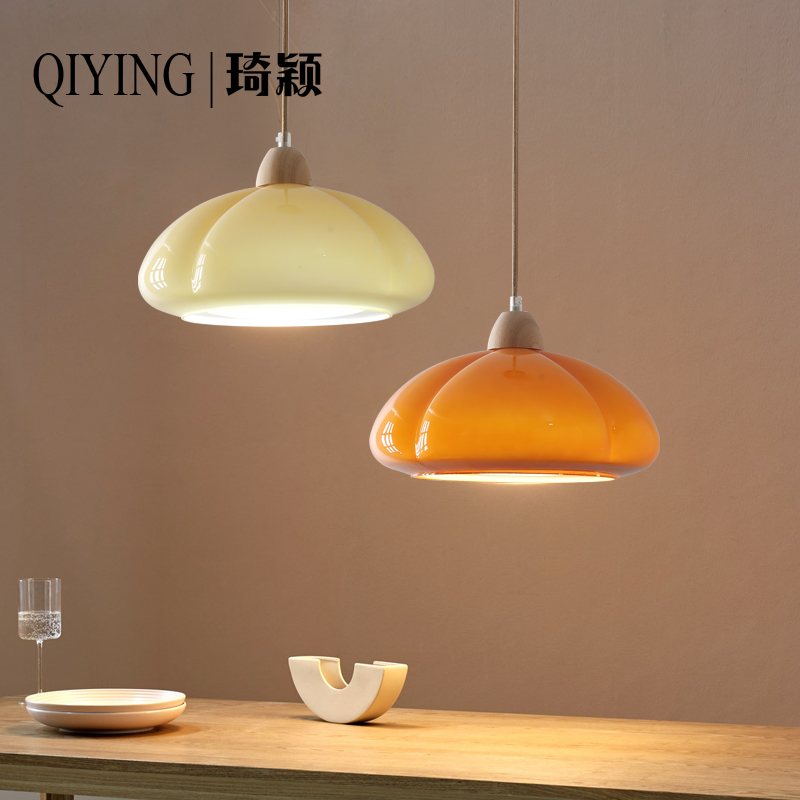 中古原木奶油风南瓜吊灯日式复古vintage饭厅岛台阳台飘窗卧室灯