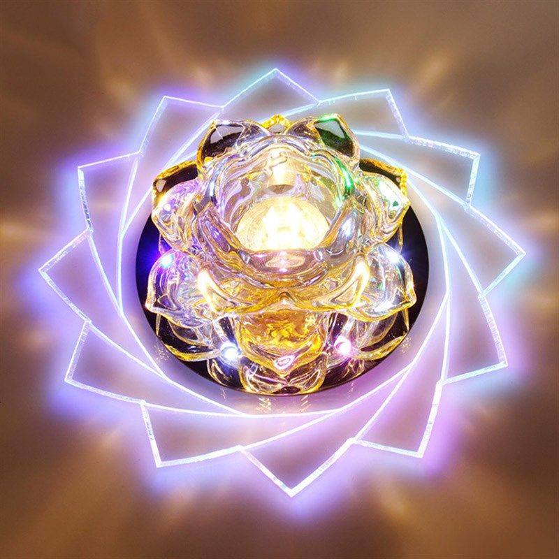 七彩莲花水晶过道走廊灯玄关入户门厅灯led客厅吊顶天花射灯筒灯,家装灯饰光源,客厅吸顶灯,淘宝优惠券,粉丝福利购,淘宝优惠卷