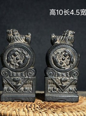 抱鼓石摆件貔貅一对仿古石狮子麒麟家用石鼓茶社摆件
