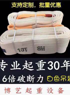 包邮国标扁平吊带行车工业吊车吊装带双扣白色扁平5吨10吨3T6米8M