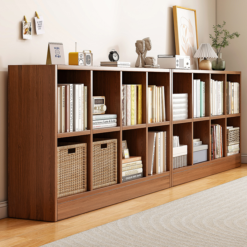 实木书柜落地客厅矮柜储物柜自由组合格子柜卧室电视柜简易书架