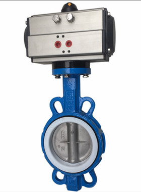 D671FP-16Q气动四氟对夹式蝶阀衬氟AT双作用气动蝶阀DN6580100150