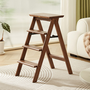 实木梯凳家用折叠梯子凳子两用多功能人字梯三步登高台阶凳楼梯椅