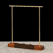 红木毛笔架笔挂 文房书法用品 实木质黄铜可拆卸毛笔架子笔挂摆件