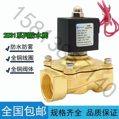 2W31-15 2W31-20 2W31-25 二位二通式电磁阀水阀 防水防雾型 包邮