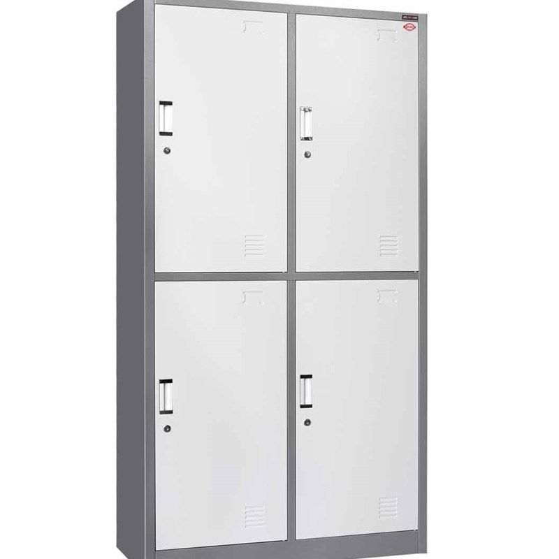 四门更衣柜办公宿舍学校铁皮4门柜员工柜带锁储存物柜套色换衣柜