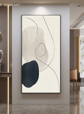 简约现代c奶油风入户玄关装饰画客厅黑白极简楼梯壁画走廊过道挂