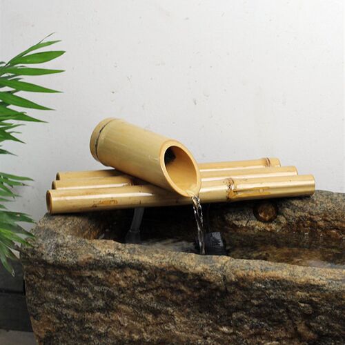 竹子流水器摆件 小鱼p缸石槽鱼盆增氧过滤 客厅摆件 Y循环流水招