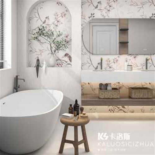 法式侘寂风花砖600x1200卫生间瓷砖厨房浴O室墙砖微水泥地砖奶白